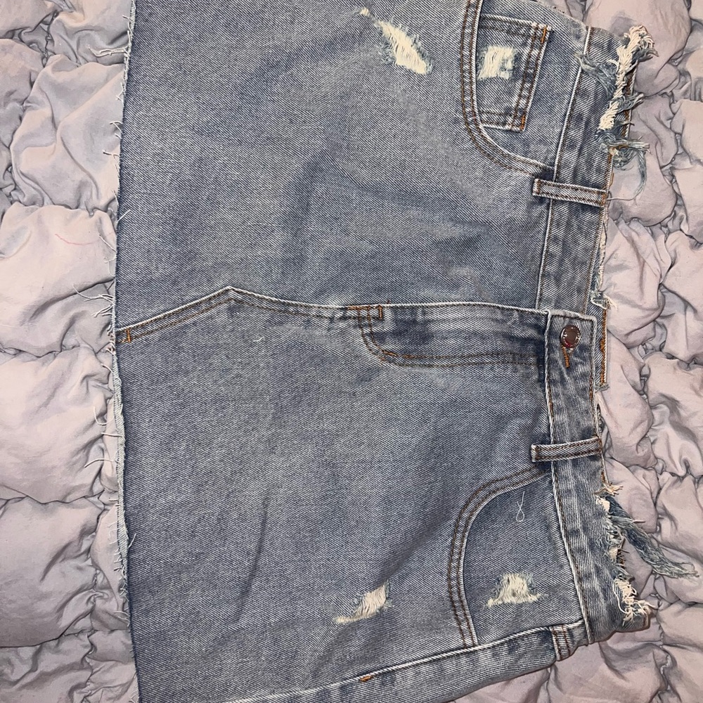 Missguided Distressed Denim Mini Skirt - Blue